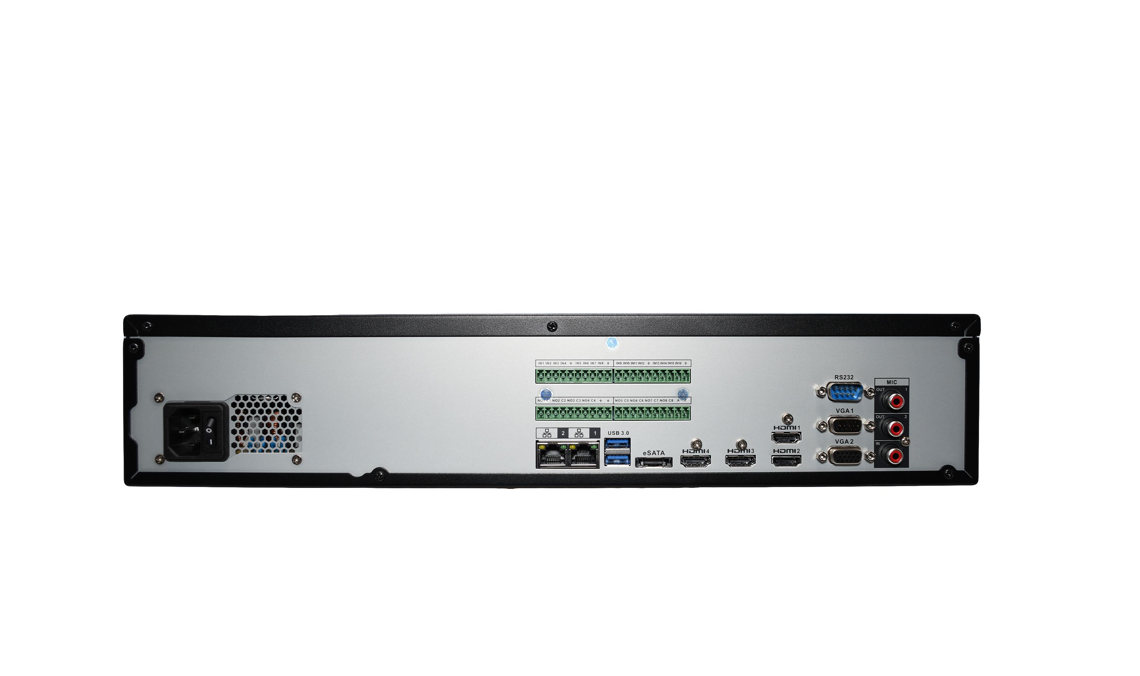 MNR68064-AI | 64 Channel 4K H.265+ Ultra-AI NVR with 160TB (8x20TB) HDD Max Internal Capacity, eSATA Expandable - HDDs Not Included