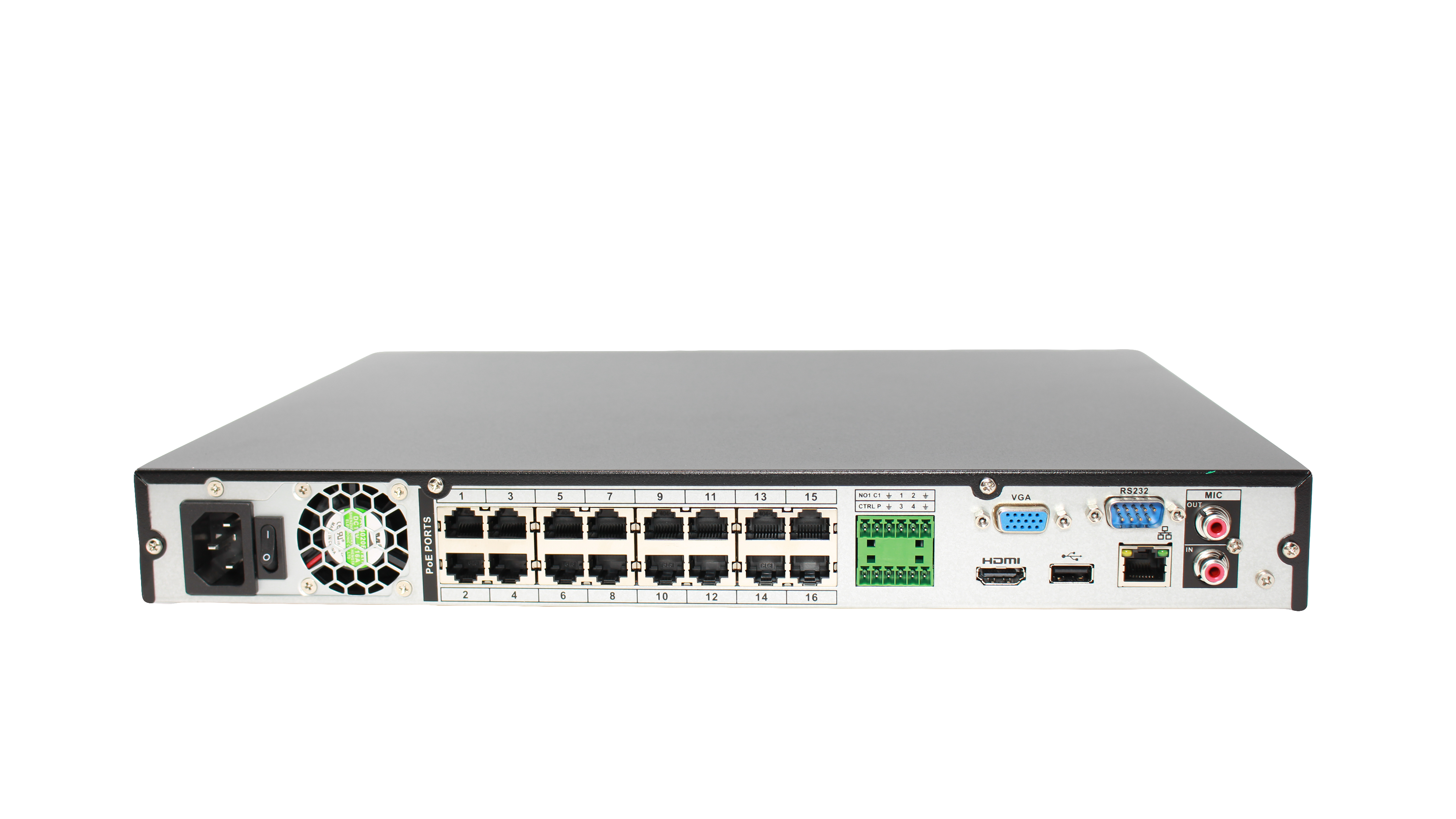 MNR4216-16P-AI | 16 Channel 4K H.265+ AI NVR with 32TB (2x16TB) HDD Max Capacity - HDDs Not Included