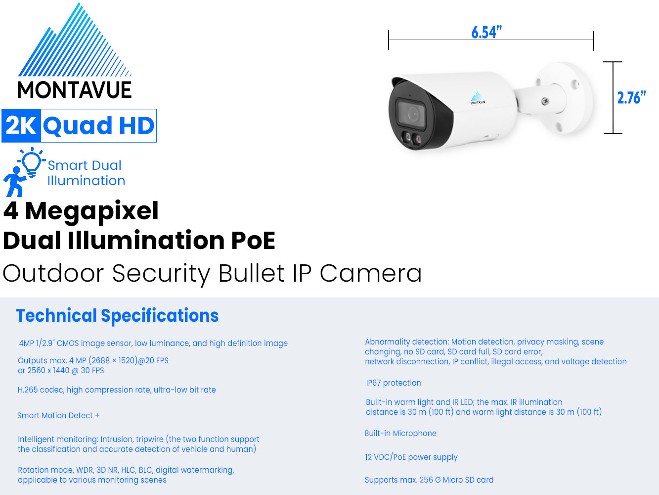 MTB4095 | 4MP 2K Bullet Security Camera with SMD+ and Smart Dual Illumination