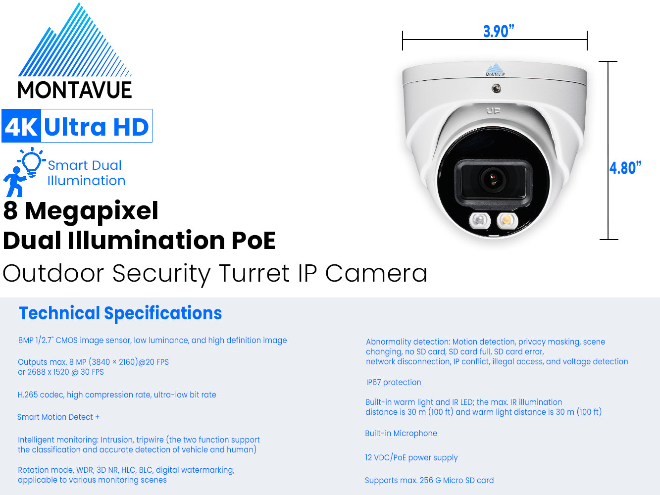 MTT8095 | 8MP 4K Turret Security Camera with SMD+ and Smart Dual Illumination