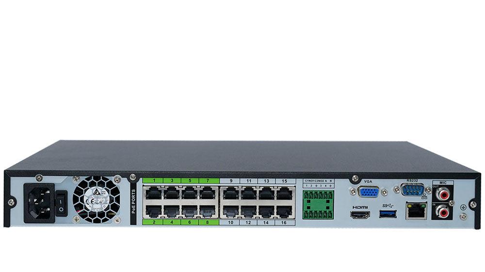 MNR5216-16P-AI | 16 Channel 4K H.265+ Pro-AI NVR with 40TB (2x20TB) HDD Max Capacity - HDDs Not Included