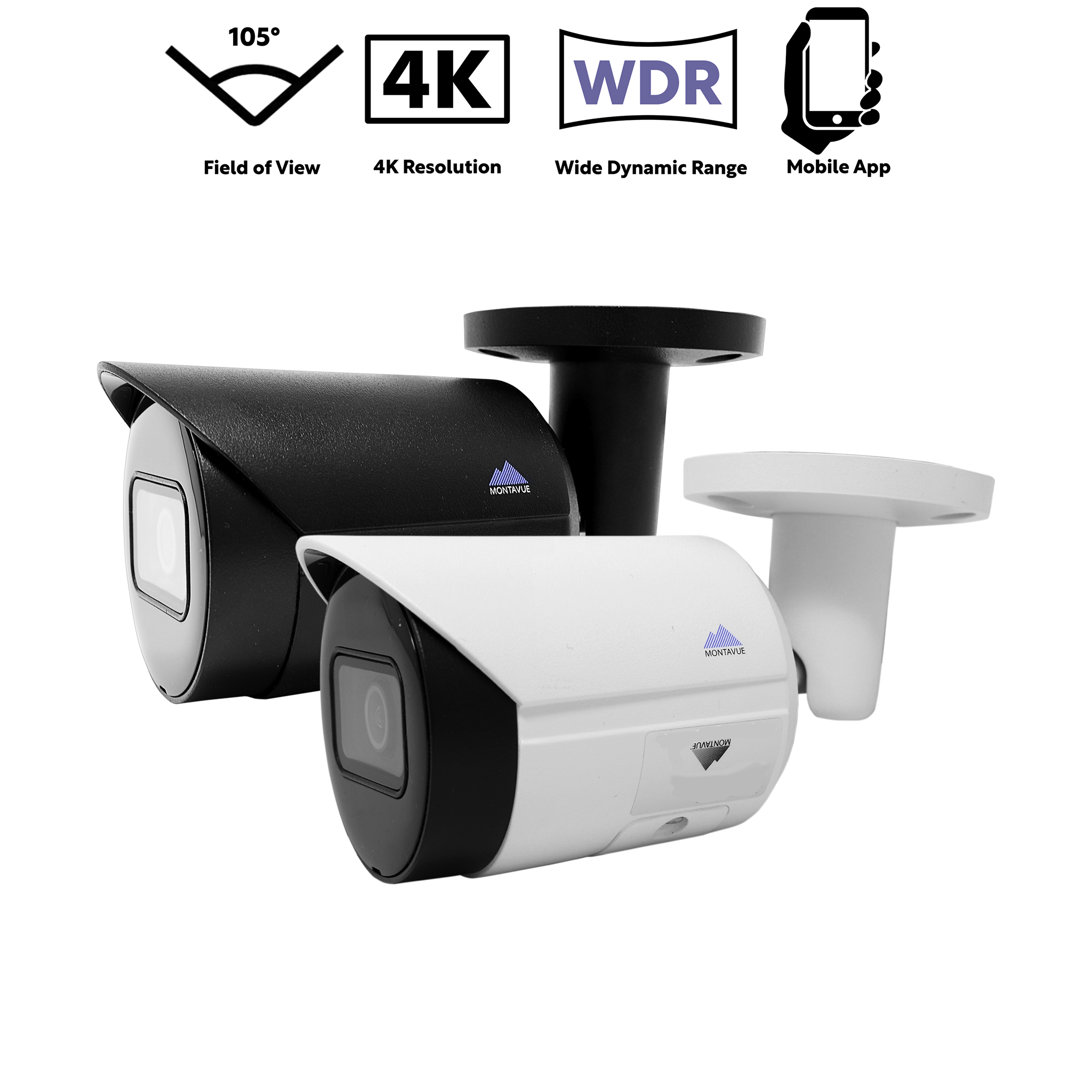 MTB8105 4K Bullet Style Security Camera,  8MP, 15FPS, 100ft IR Night Vision, IVS