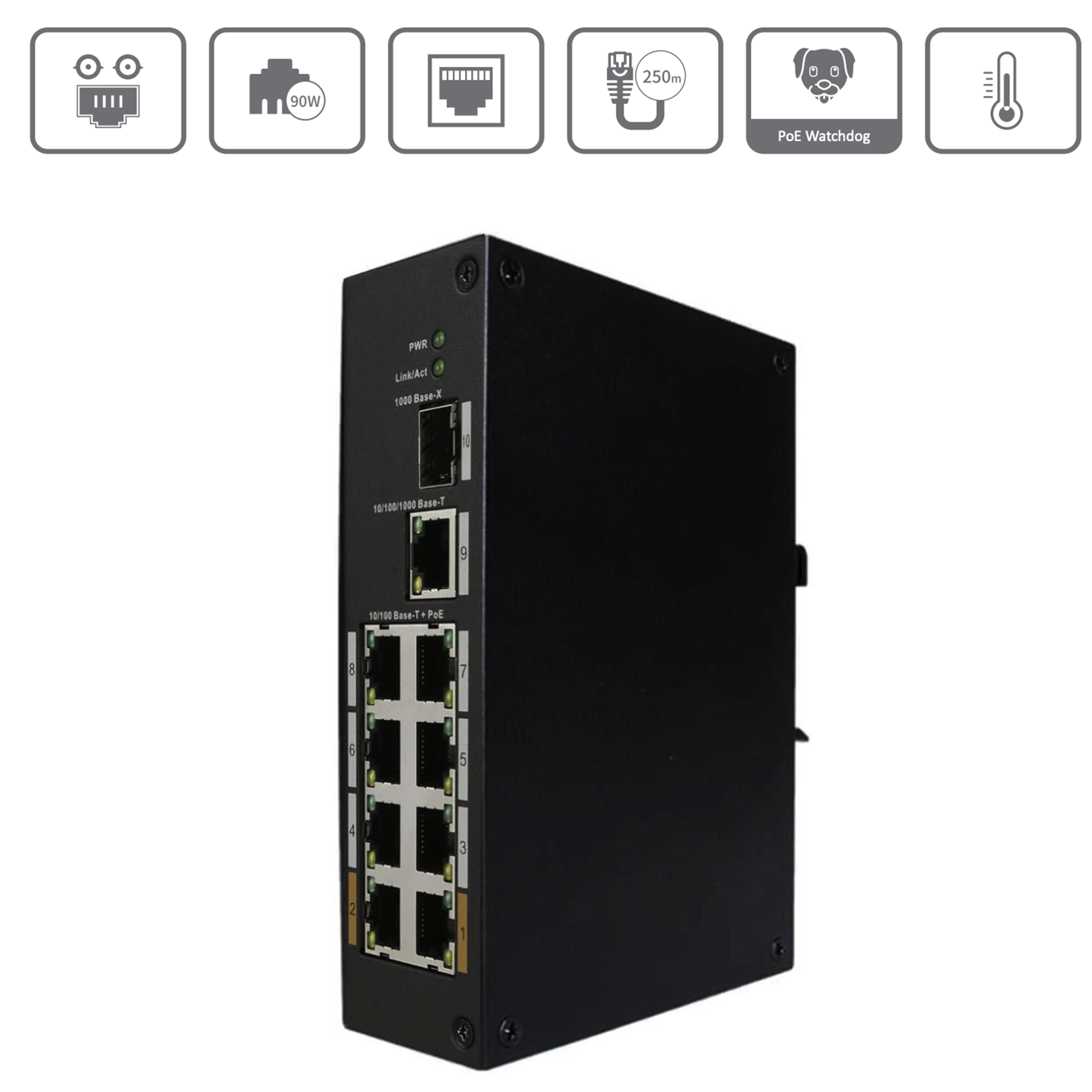 Montavue MAS08P096H-X PoE+ 8-Port/ 8-Channel Switch for IP Cameras