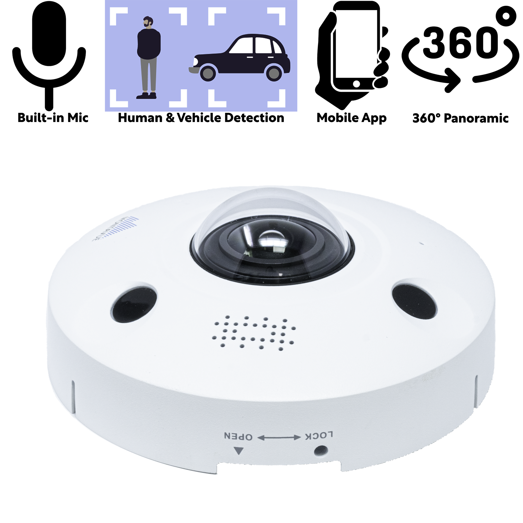 MTF12360-AI | 12MP 360° AI Panoramic Fisheye Security Camera